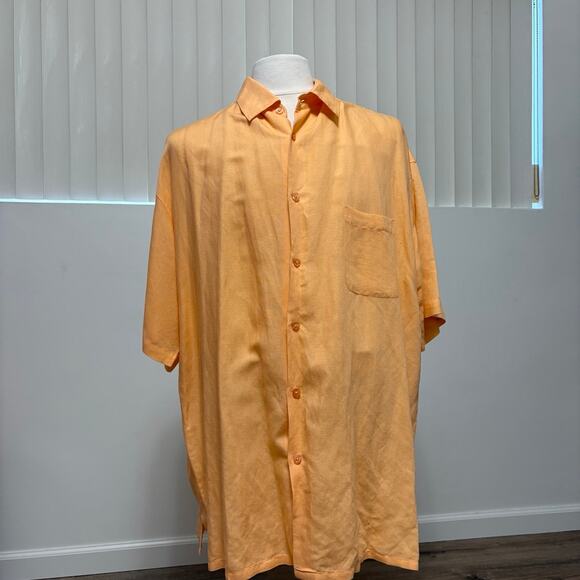 Michael Brandon Yellow Men's Short Sleeve Button Down Dress Shirt Size 2XL - Picture 1 of 5